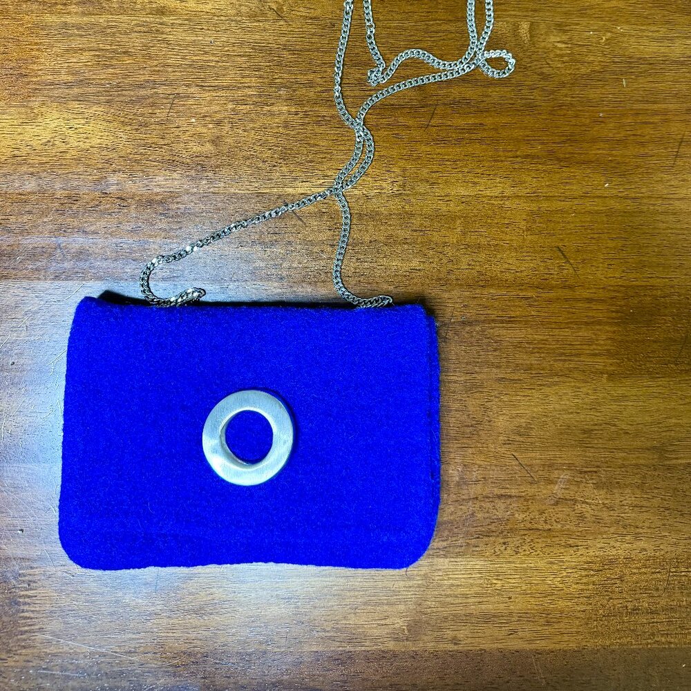 Sarah Oliver Handbags Felt Cobalt Blue Clutch